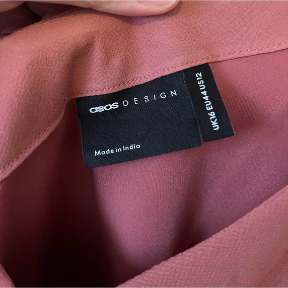 ASOS DESIGN PLEATED CAMI MIDI DRESS IN DARK PINK SIZE 12 US - Picture 4 of 6